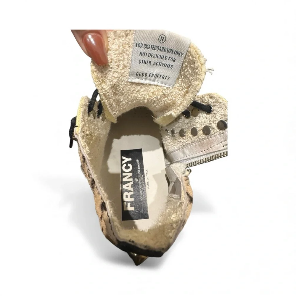 Golden Goose FRANCY Tiger Pony Hair High Tops w/ Gold Studs (Rare Vintage) - Picture 5 of 7